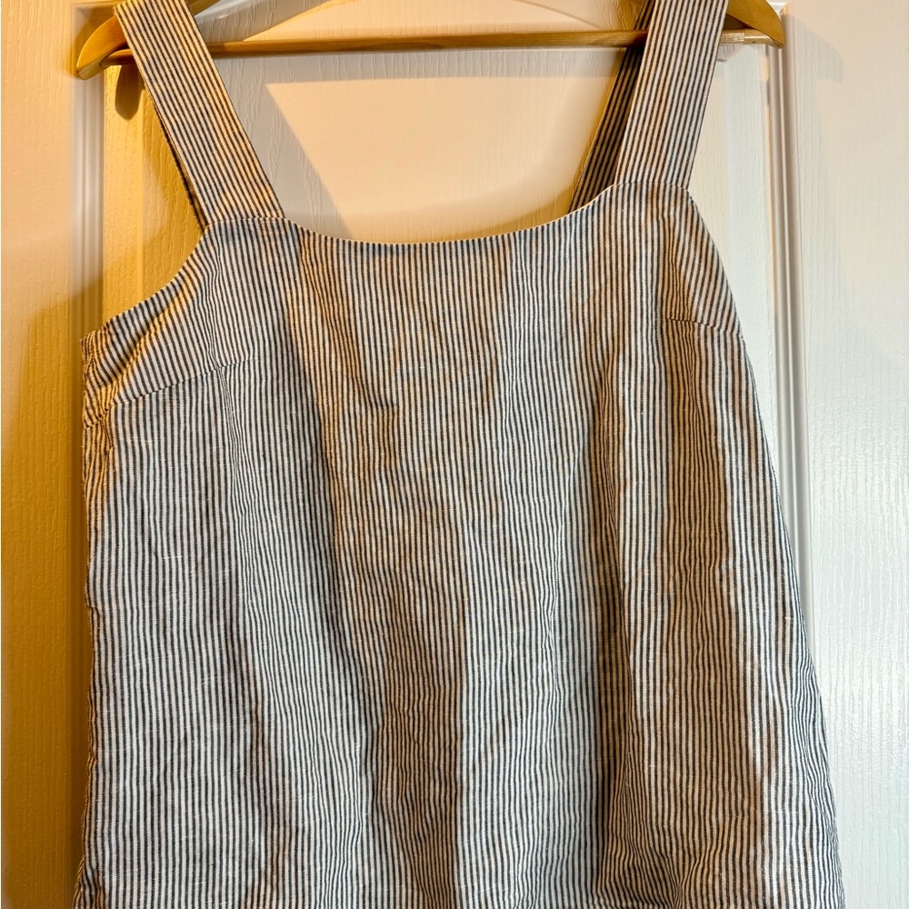J.Crew Navy & White Seersucker Stripe Tank